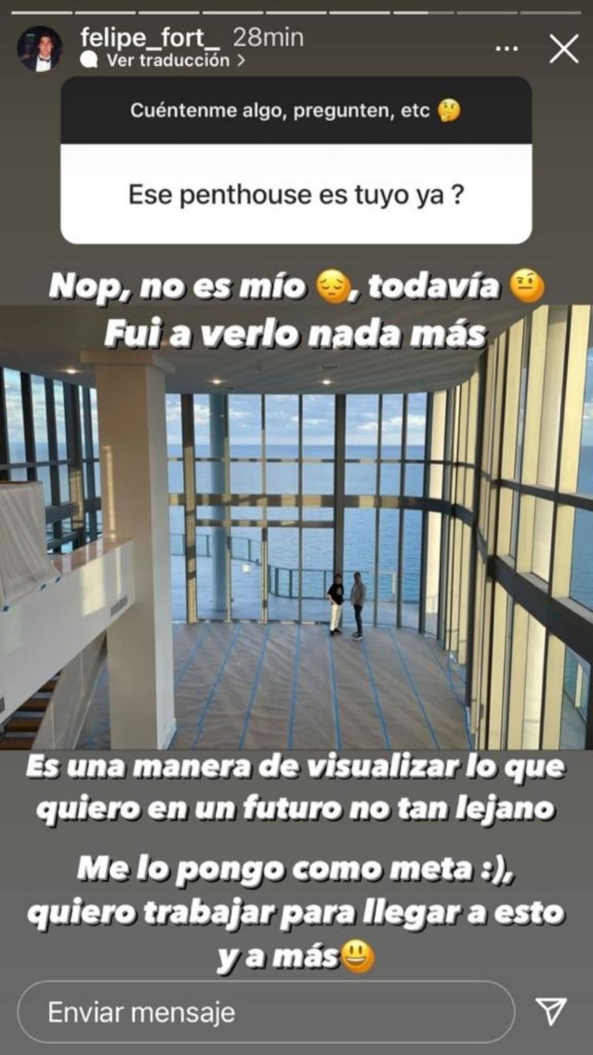 Las fotos del Penthouse que Felipe compartió en Instagram.
