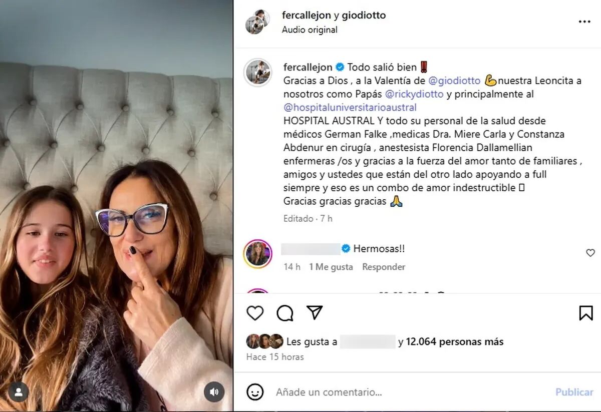 María Fernanda Callejón en Instagram. (Captura)