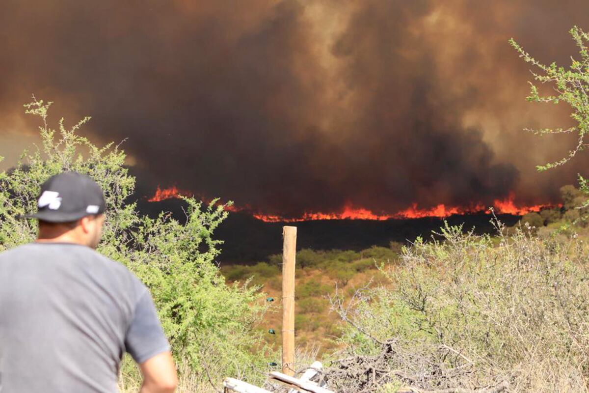 Incendio en Córdoba. El fuego avanza y complica casas en Playas de Oro. (Yanina Aguirre / Corresponsal Carlos Paz La Voz)