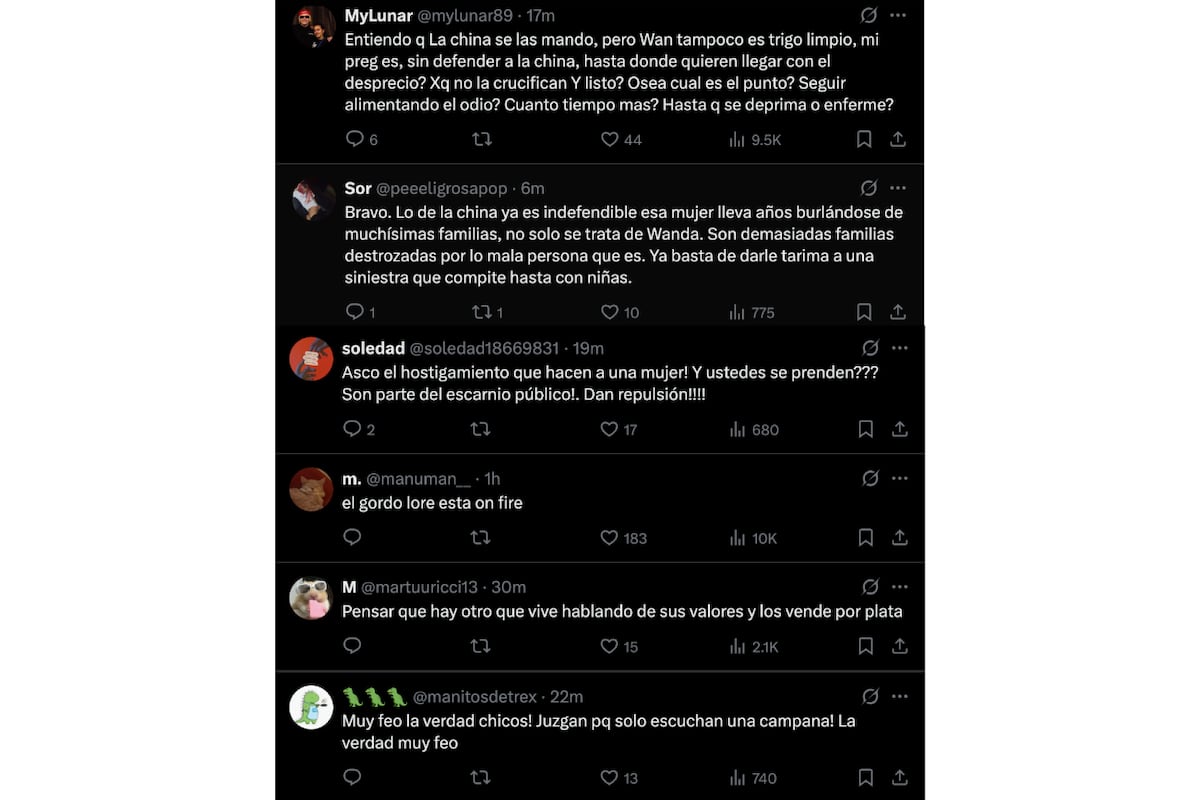 Algunas de las reacciones del público de Olga al rechazo a la entrevista con la China Suárez. (foto: Captura de pantalla)