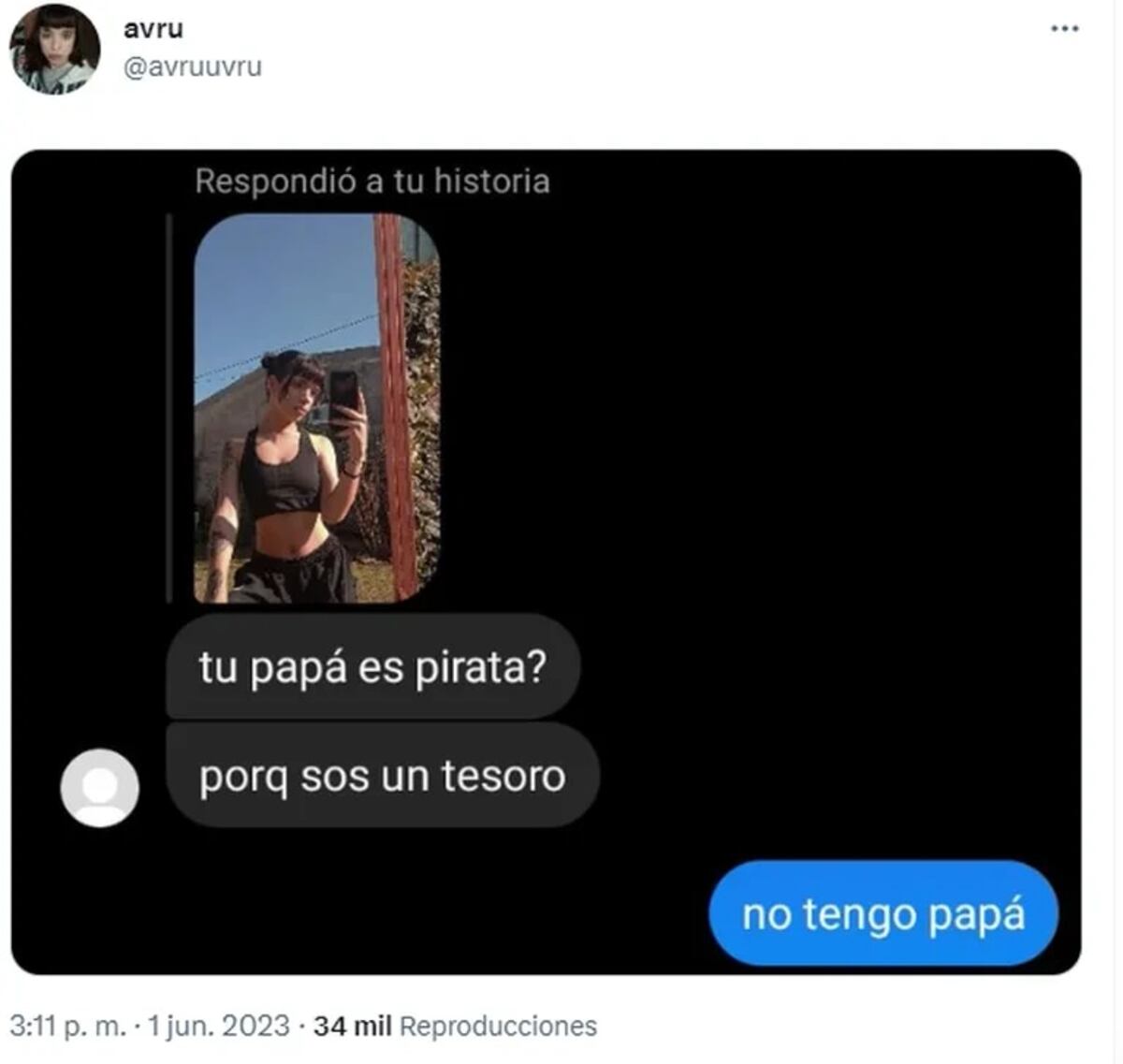 La joven compartió la captura del chat en Twitter. (Captura)