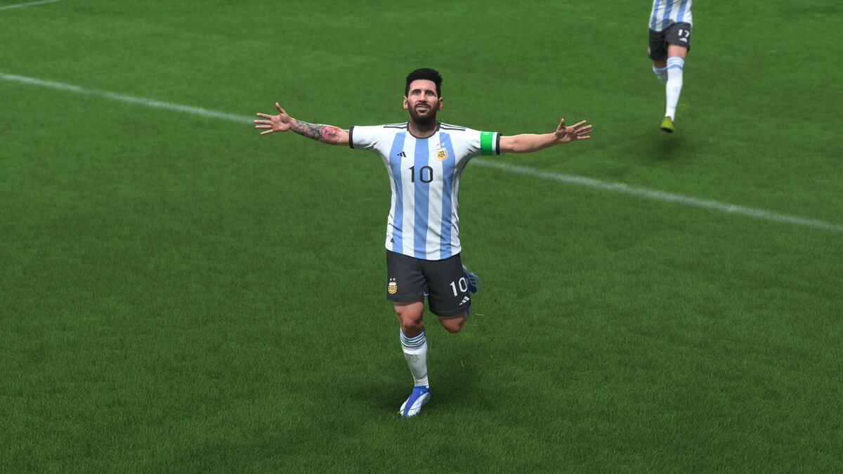 Capturas de imagen de la representación de los jugadores del seleccionado argentino en el videojuego Fifa 23.