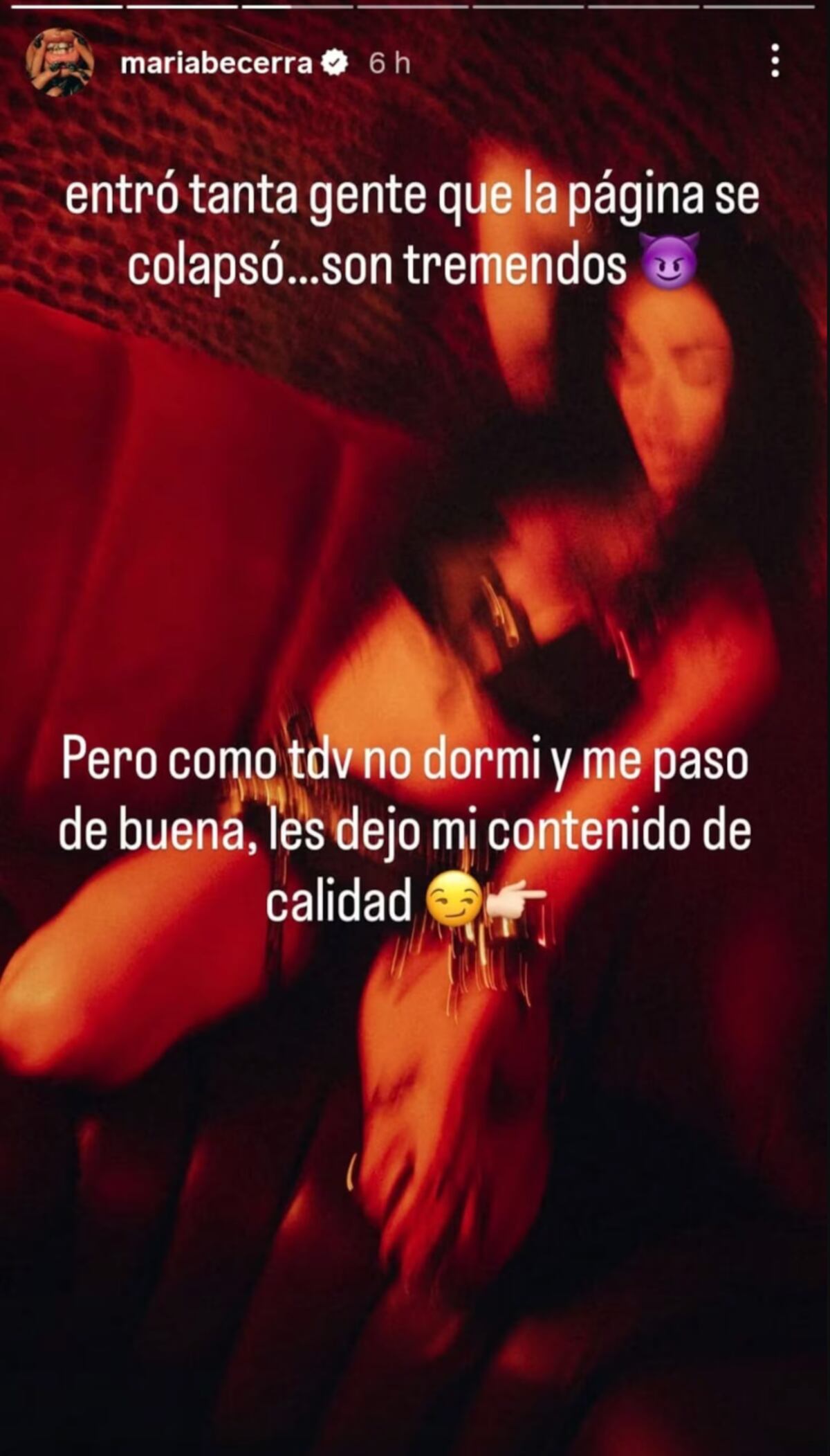 María compartió una historia en la que parecía promocionar su propio perfil en OnlyFans. (Foto: Captura de pantalla)