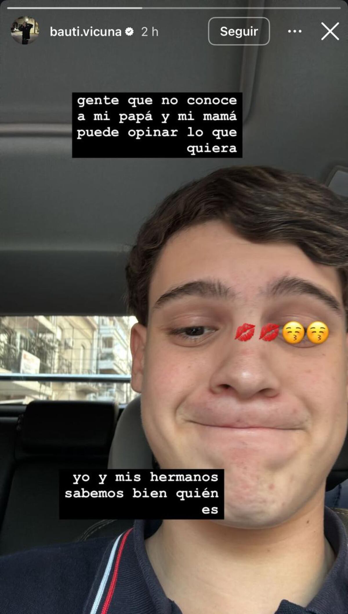 La reacción de Bautista Vicuña tras los dichos de la China Suárez sobre su padre.