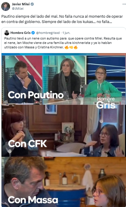 Publicación en X de Javier Milei