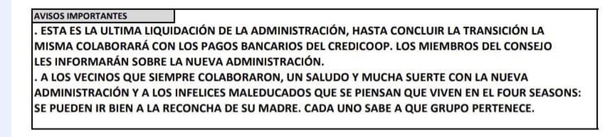 El mensaje que dejó el encargado.