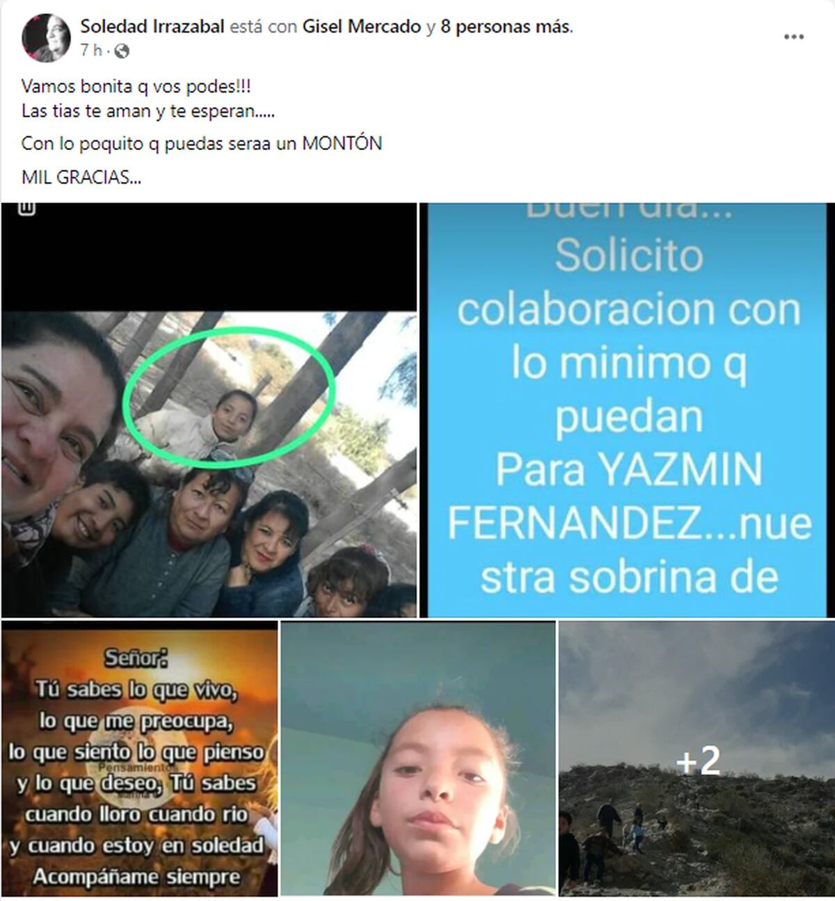 Yazmín. Piden cadena de oración po la niña sanjuanina.