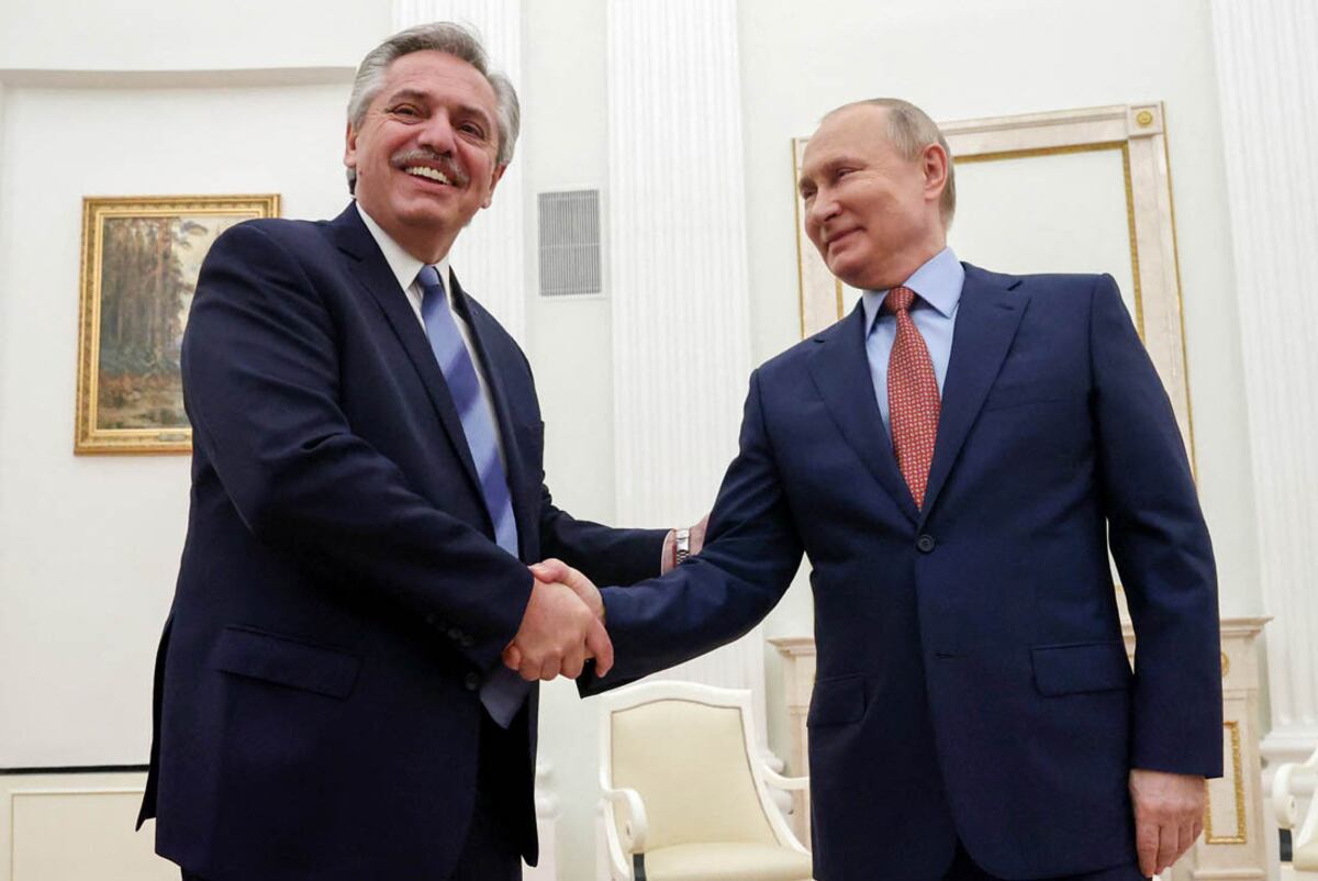 El presidente Alberto Fernández con su par de la Federación Rusa, Vladimir Putin. (Télam)