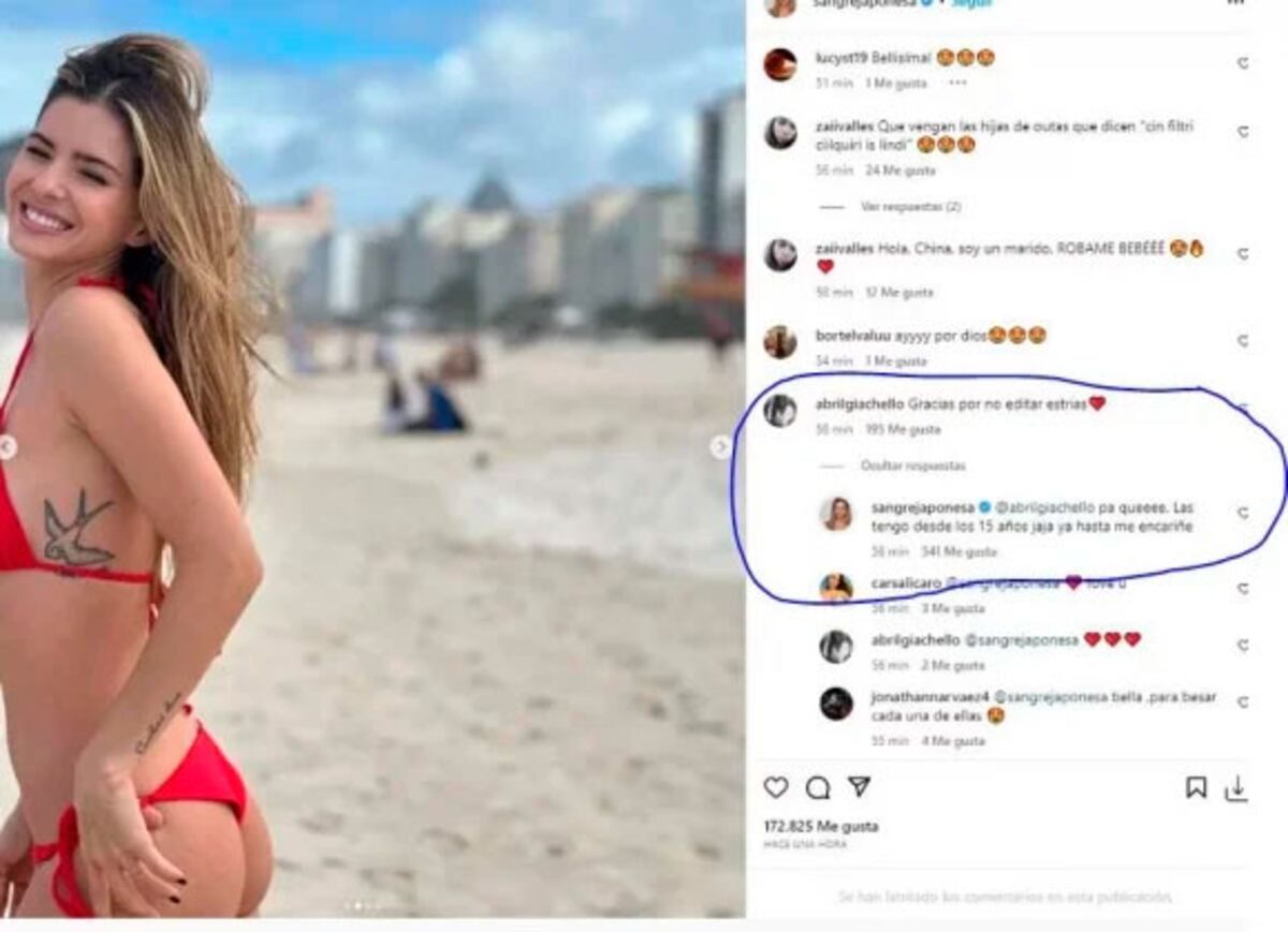 El mensaje que respondió la actriz (Captura de pantalla)