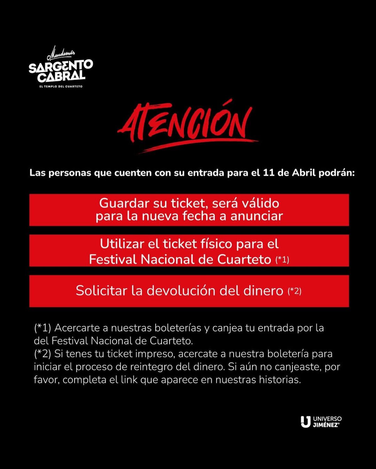 Qué hacer con las entradas correspondientes al show suspendido de La Mona Jiménez.