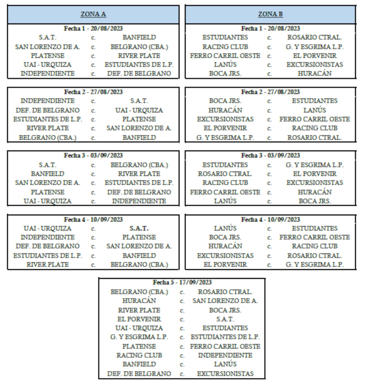 Fixture de la Copa de la Liga Femenina 2023