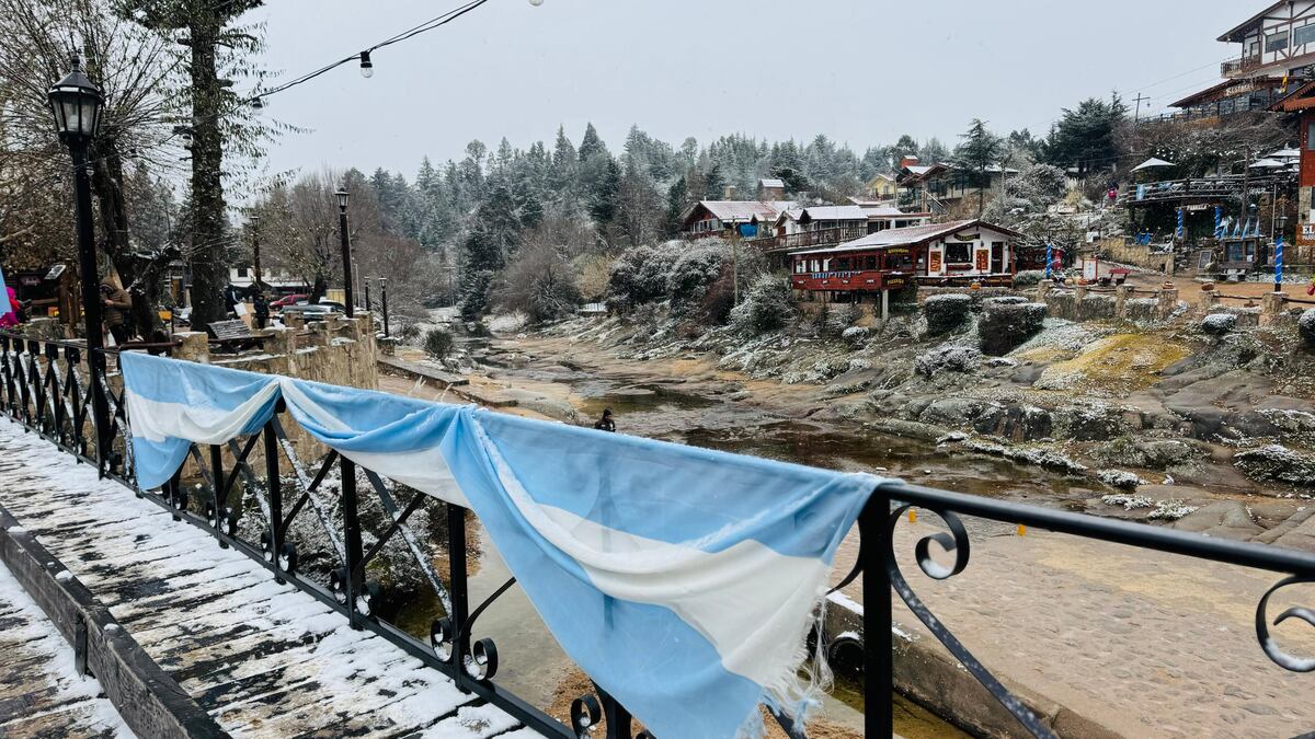 Nieve. La Cumbrecita, este domingo 29 de junio. (La Voz)