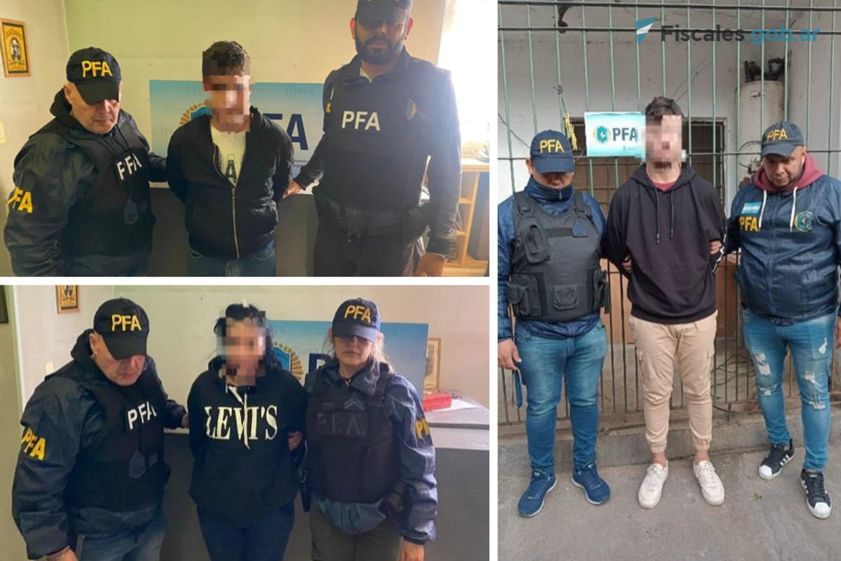 Los otros tres condenados Emiliano Mario Andrés Acuña (a la derecha), Sebastián Ezequiel Pugliese (arriba) y su pareja Silvia Beatriz López (abajo). (Policía Federal/Fiscales.gob.ar)
