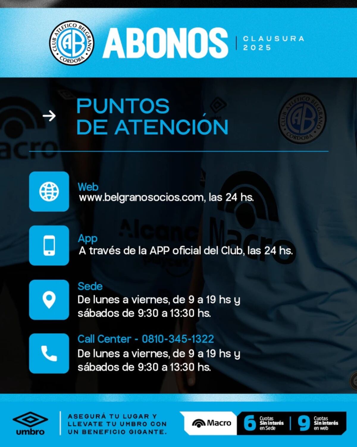 Belgrano informó los medios de pago para la campaña de socios. (Prensa Belgrano)