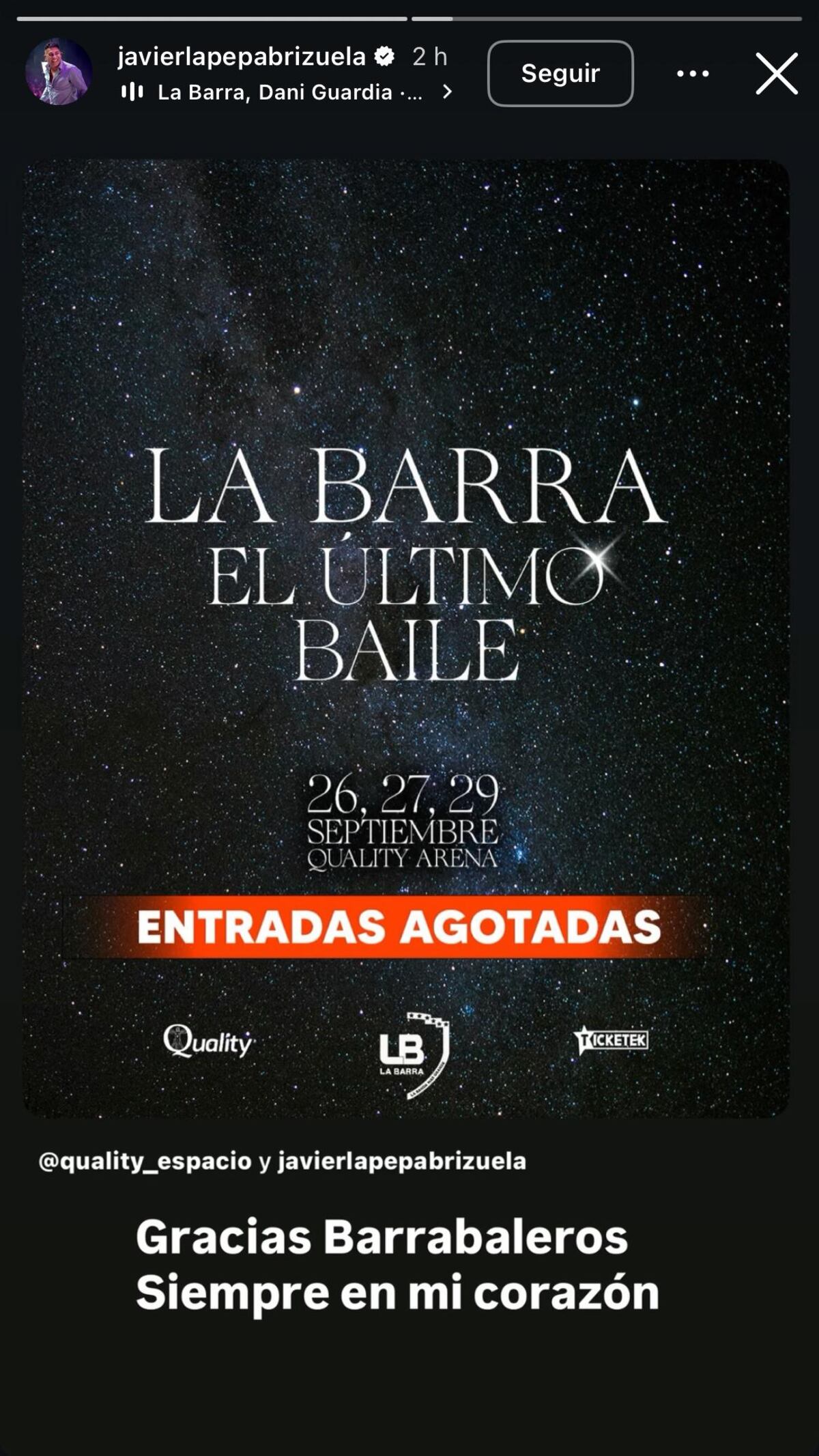 La Barra agotó entradas de El último baile (Instagram de La Barra)
