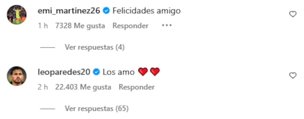 Los mensajes de los compañeros de Dybala (Instagram)