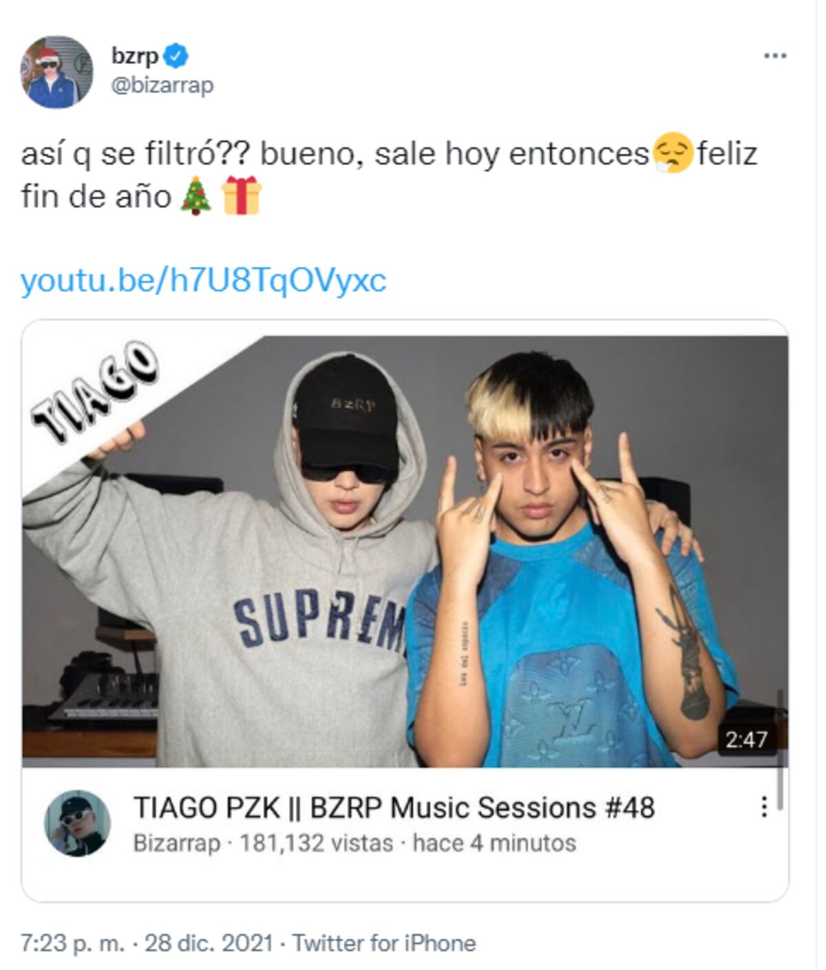 Bizarrap lanzó “BZRP Music Sessions Vol.48″ junto a Tiago PZK