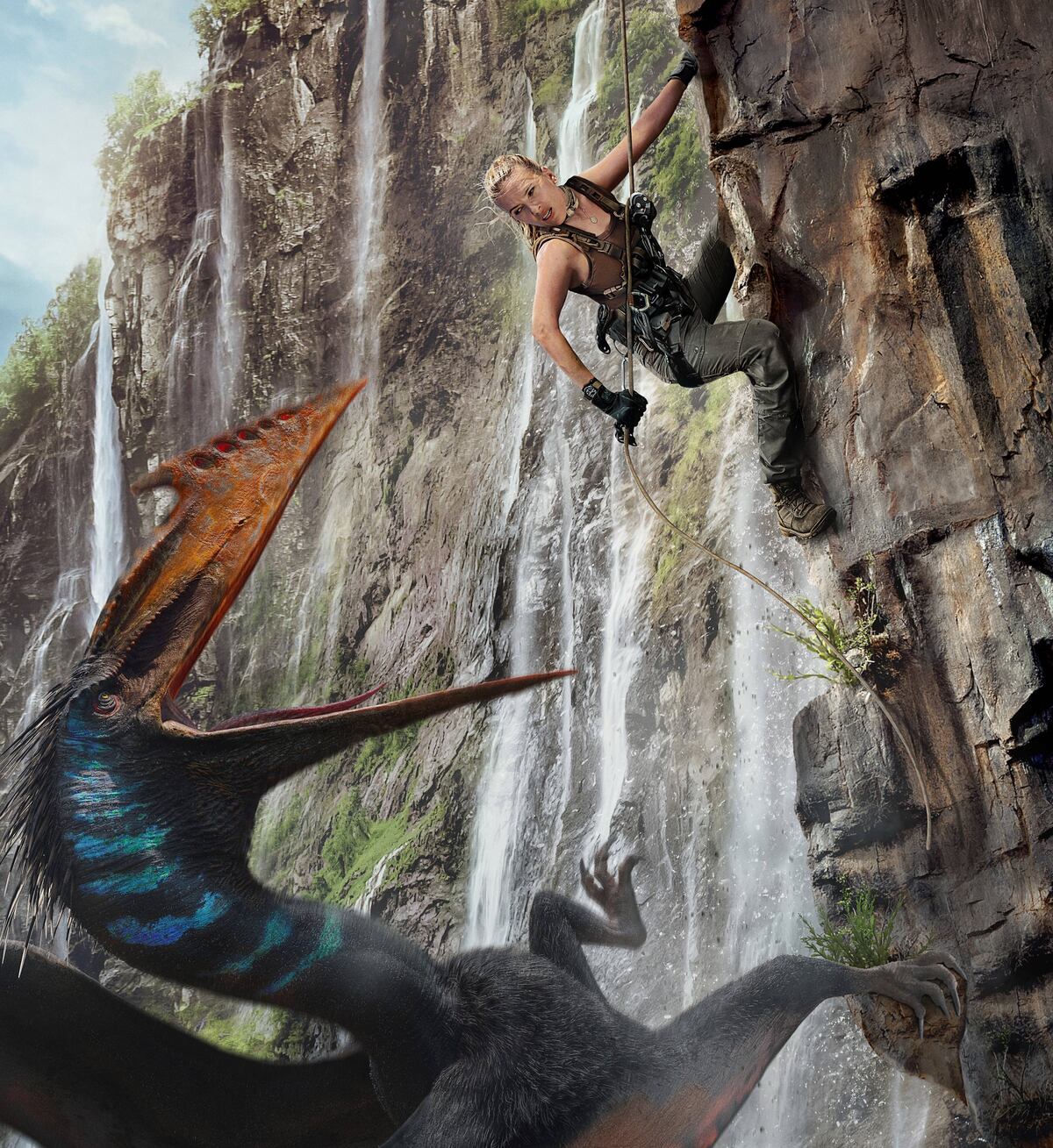 Scarlett Johansson, en una jugada escena de "Jurassic World Renace". (Jasin Boland/Universal Pictures y Amblin Entertainment)