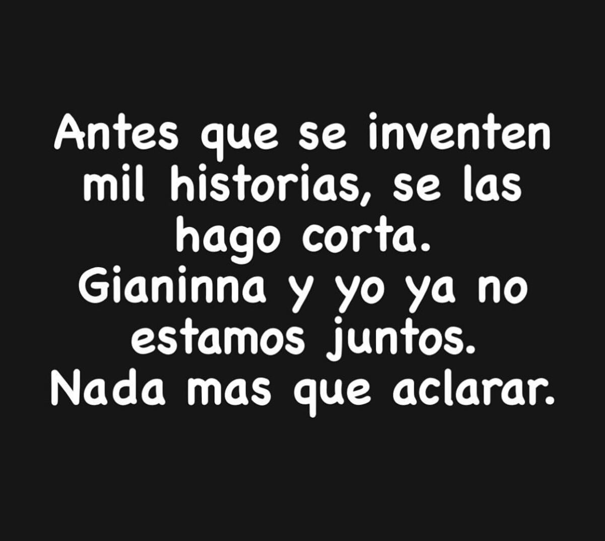 El mensaje de Osvado publicado en sus "stories". (Instagram).