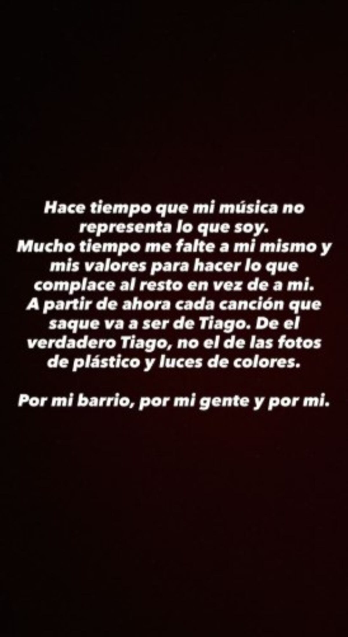 El descargo de Tiago PZK vía Instagram.