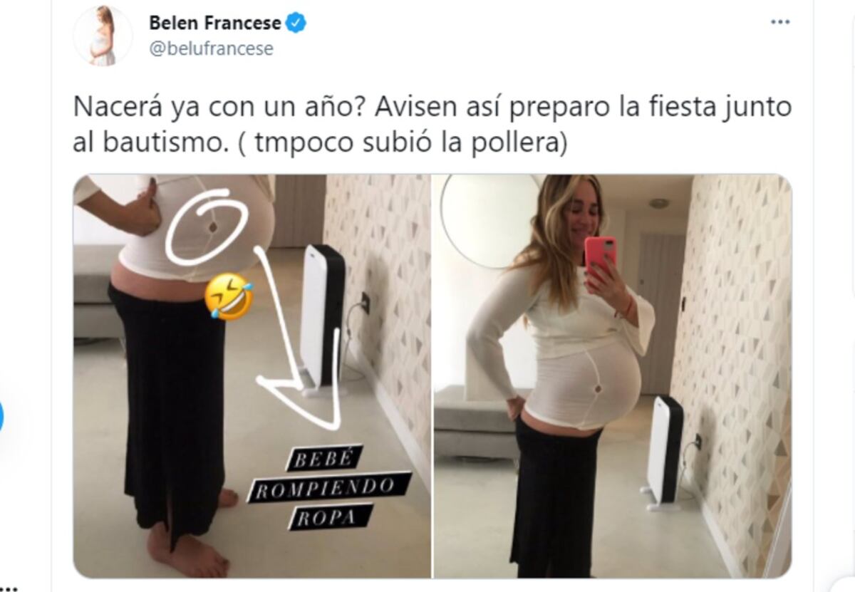Belen Francese, a muy poco de parir ya rompe la ropa (Captura de pantalla).