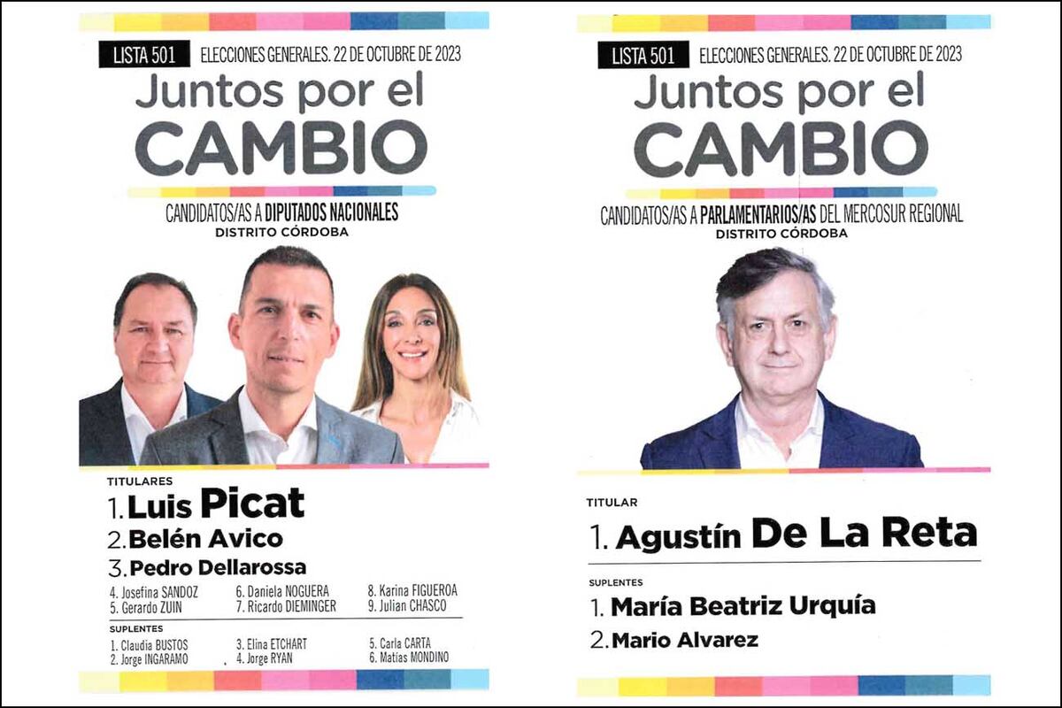 Elecciones 2023: boleta para las generales nacionales de Juntos por el Cambio en Córdoba. (La Voz)