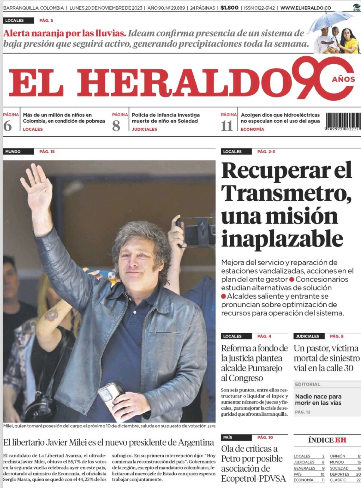 Las tapas de diarios con el triunfo de Milei.