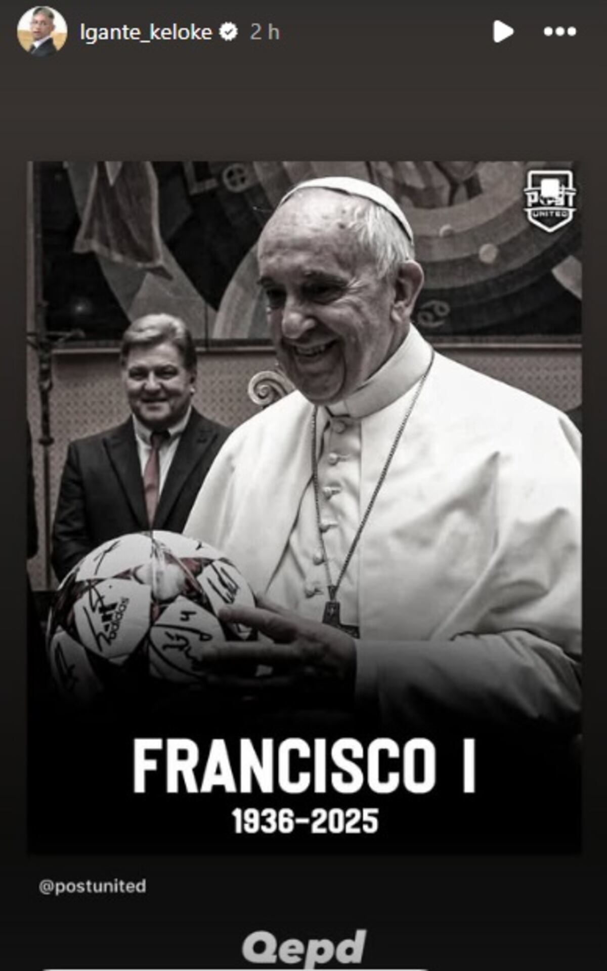 L-Gante despidió al papa Francisco en redes (Captura de pantalla)