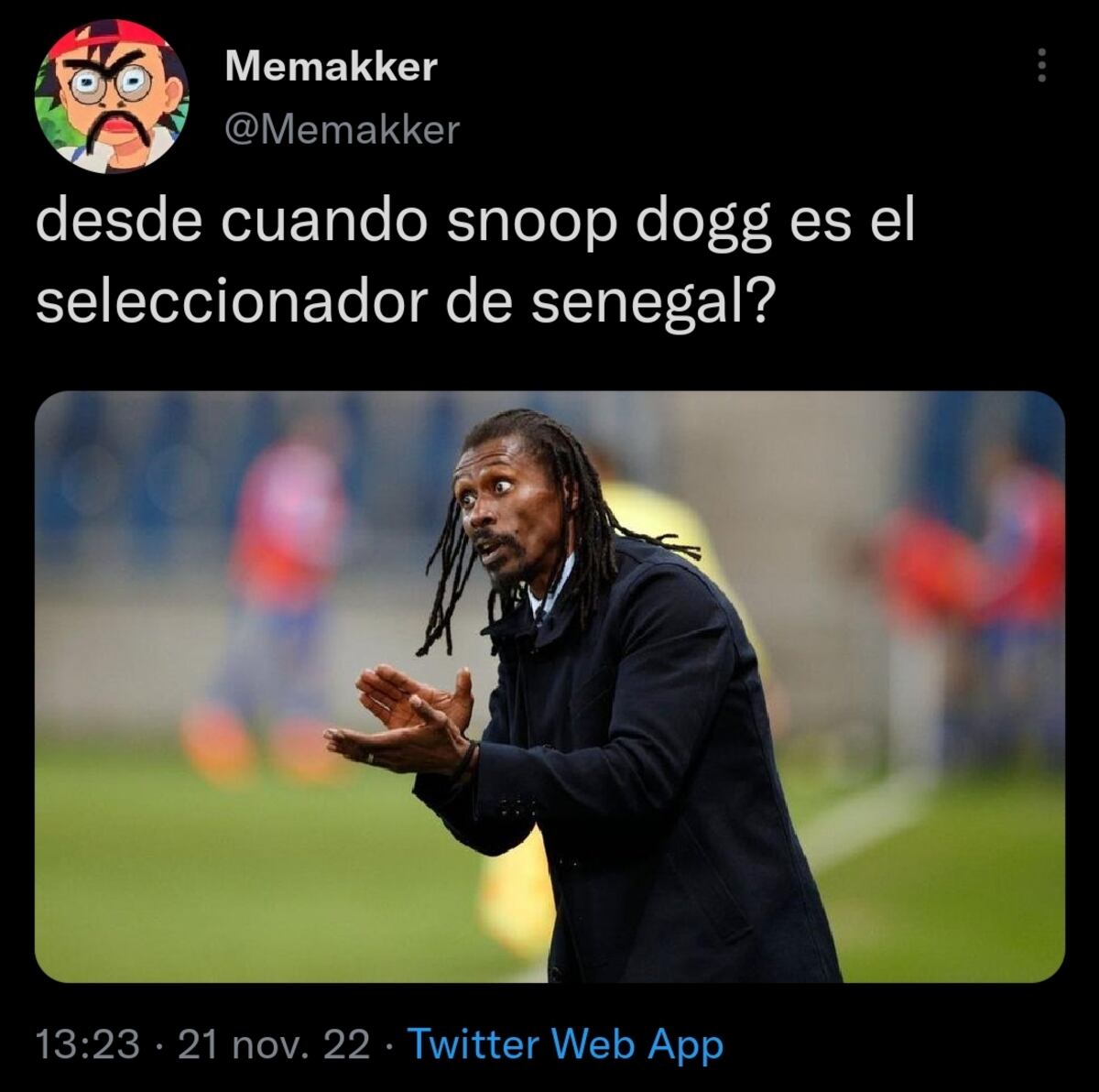 En Twiiter, compararon a Aliou Cissé con Snoop Dogg (Captura de pantalla)