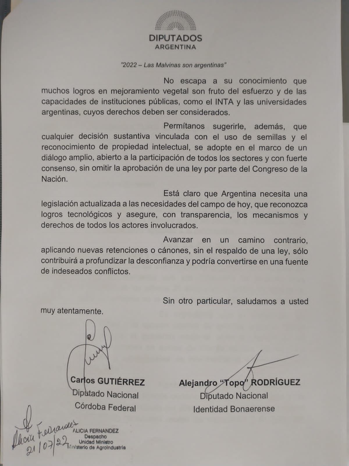 Carta a Domínguez