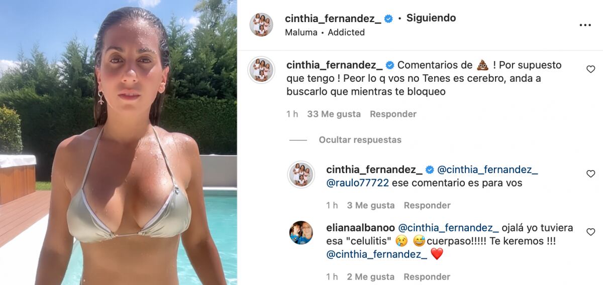El comentario que agregó luego Cinthia, todavía enojada.
