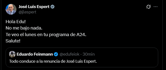 El mensaje en X de Espert. (Captura)