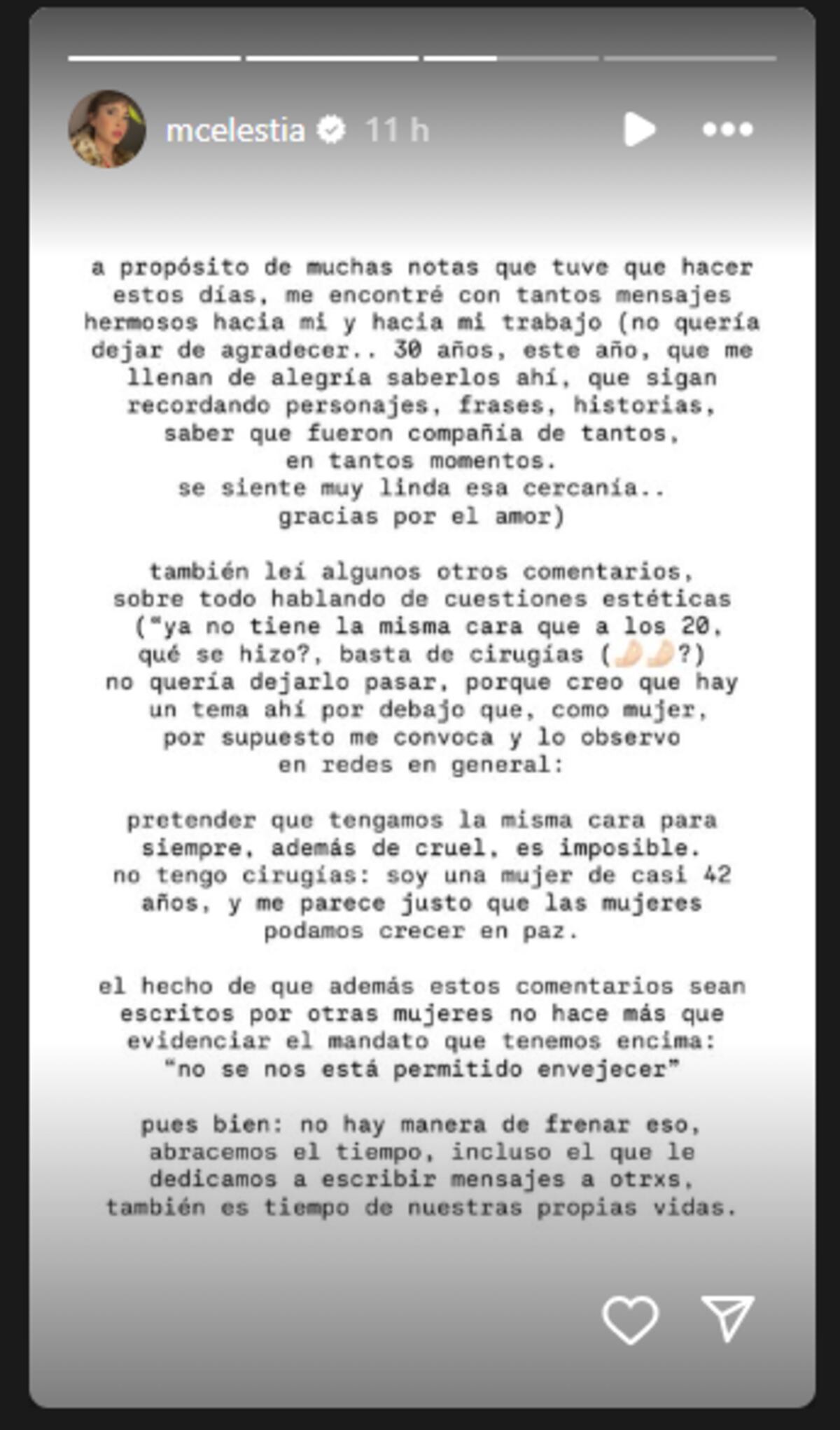 Celeste Cid habló de los comentarios por su cara y fue contundente