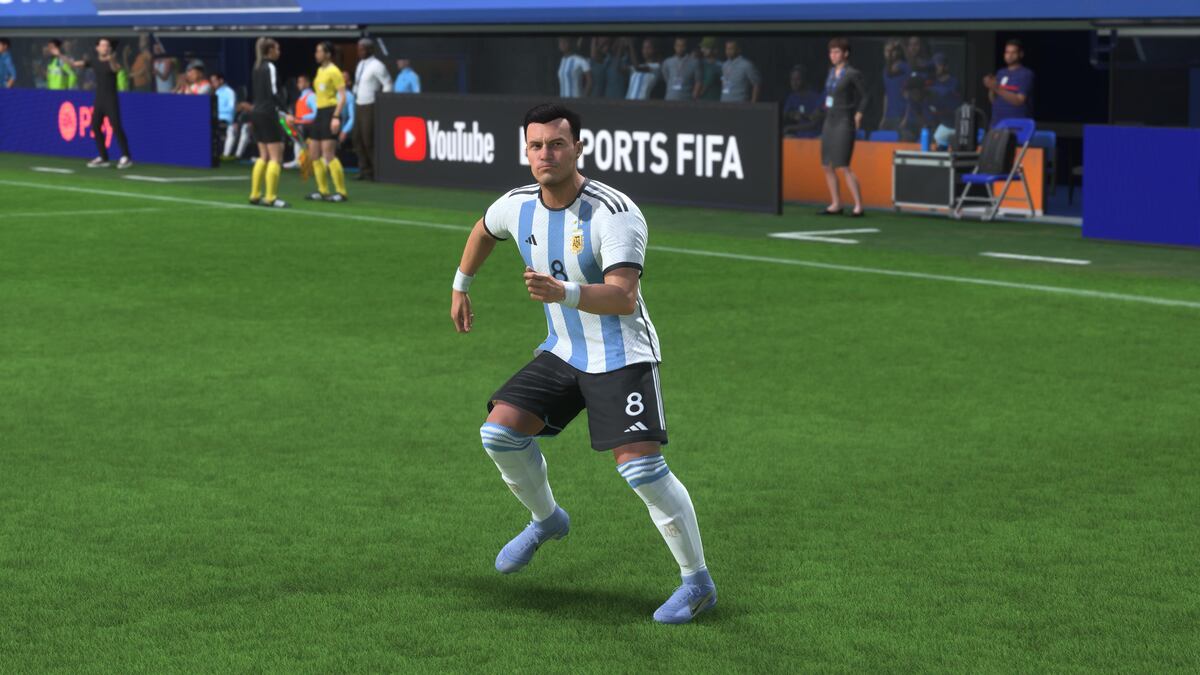 MARCOS ACUÑA. Capturas de imagen de la representación de los jugadores del seleccionado argentino en el videojuego Fifa 23.