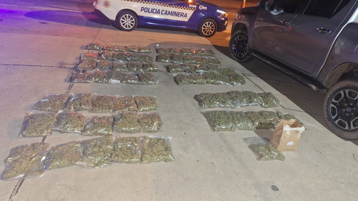 La Policía Caminera encontró 50 bolsas de marihuana en un control de rutina. (Policía Caminera)
