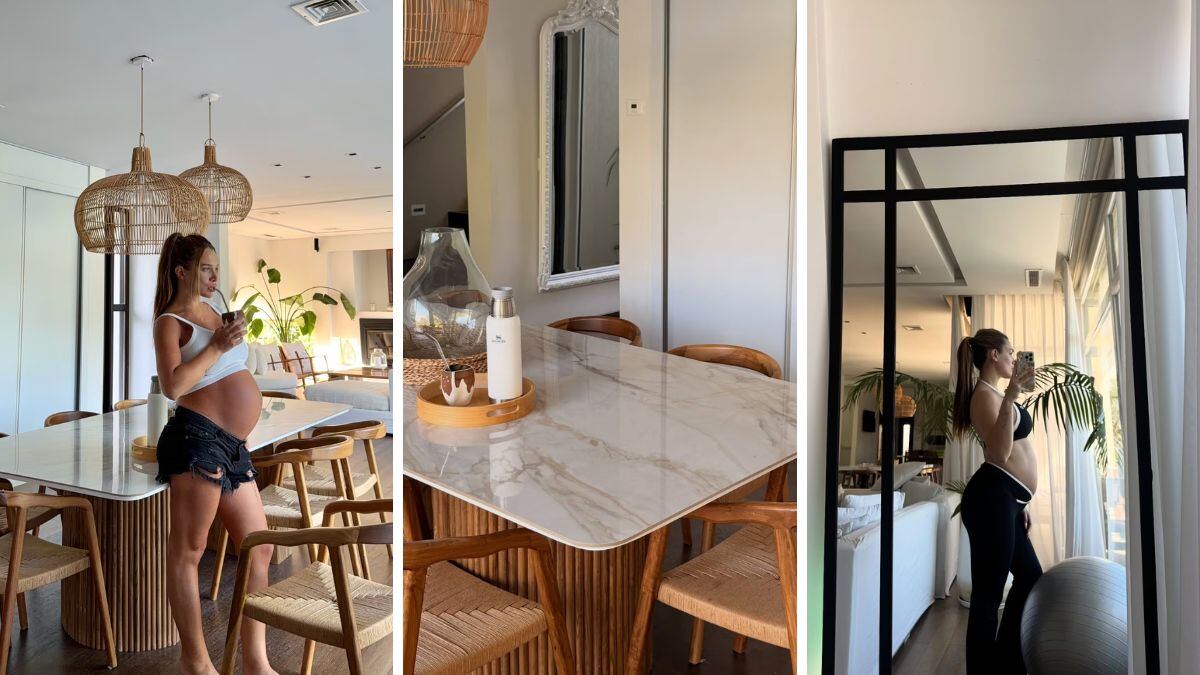 El living comedor de Camila Homs tiene gran iluminación, espacios cómodos y decoración minimalista.
