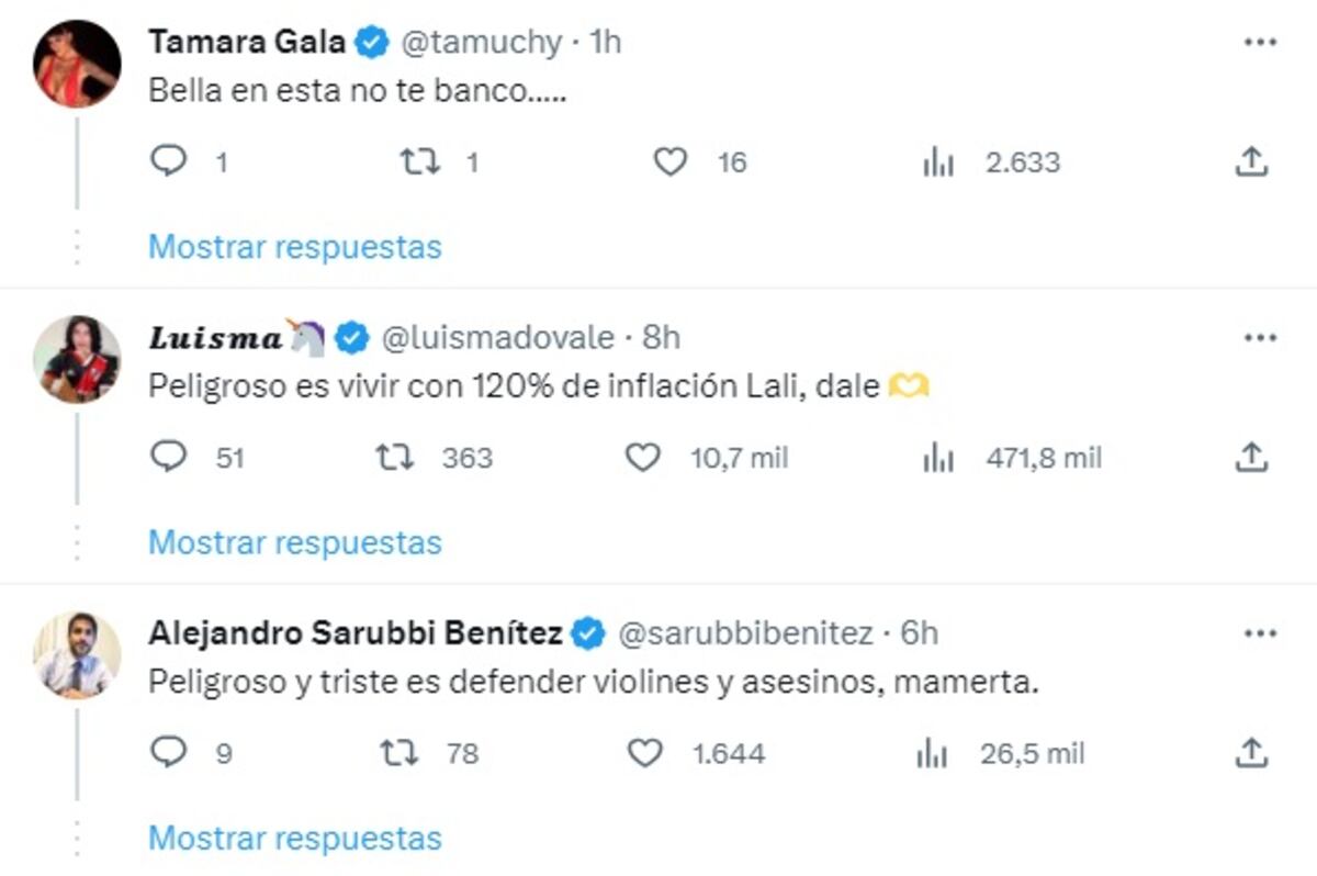 Las reacciones del tweet de Lali tras el resultado de las PASO 2023 (Captura de pantalla)