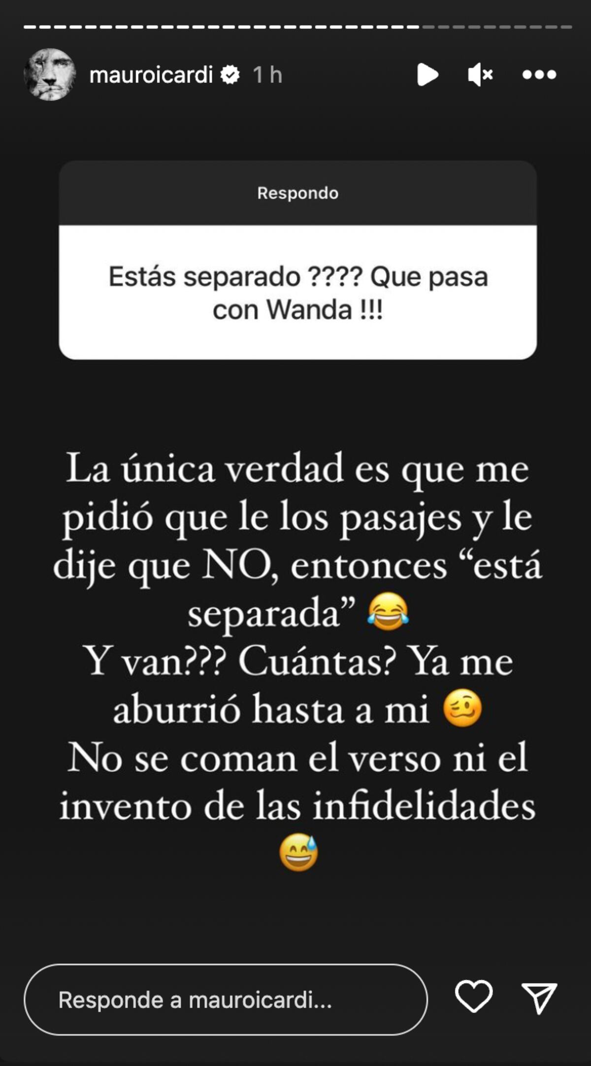 Mauro Icardi desmintió la separación de Wanda Nara. (Foto: Captura de pantalla)