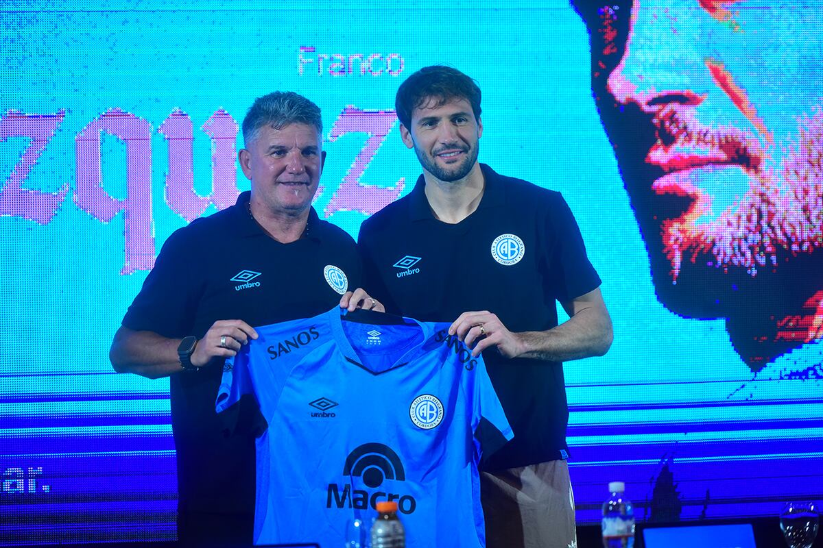 Belgrano presenta a su cuarto refuerzo Franco Vázquez. (Pedro Castillo / La Voz)