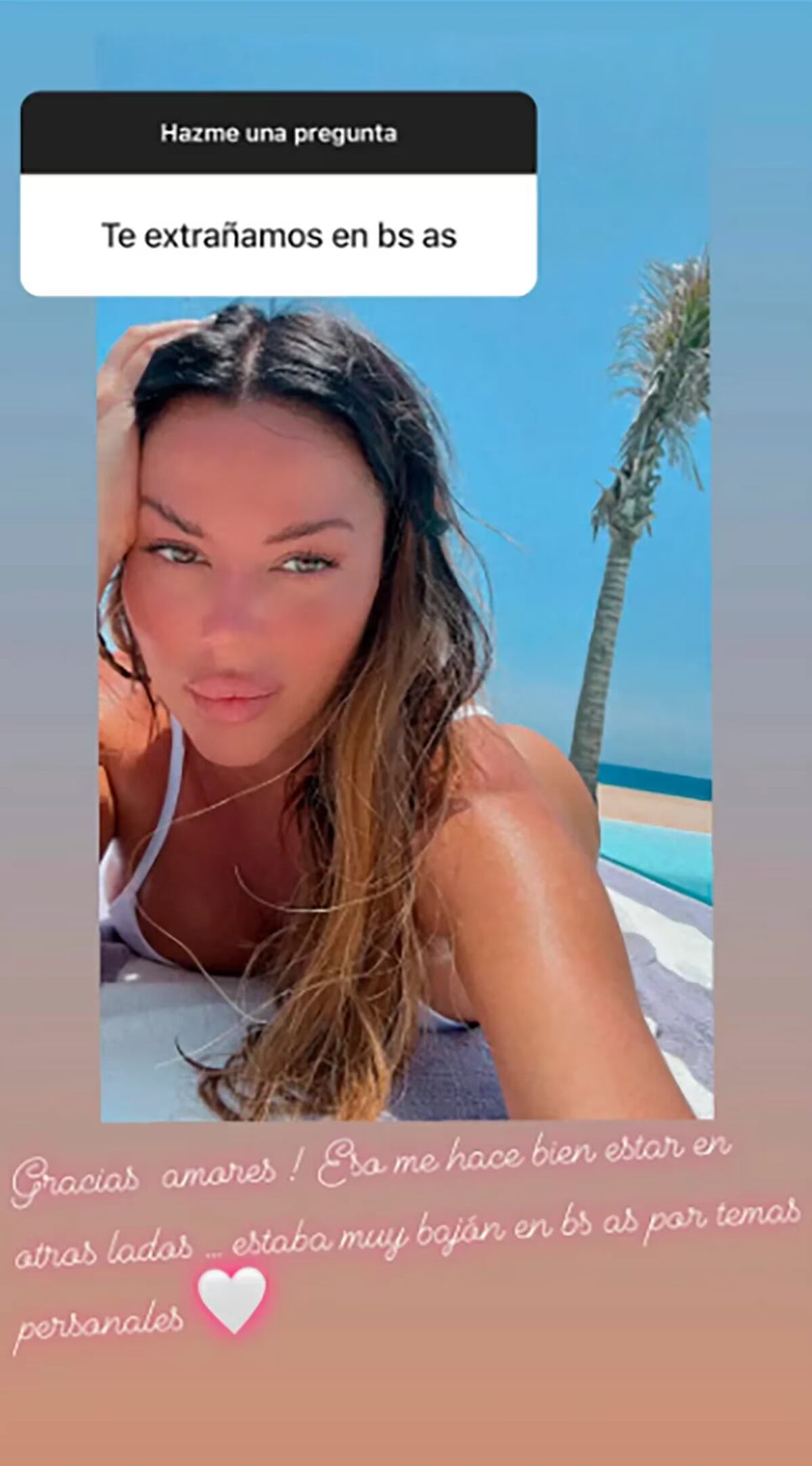 Karina y un mensaje que preocupó a sus seguidores. (Instagram Karina Jelinek)
