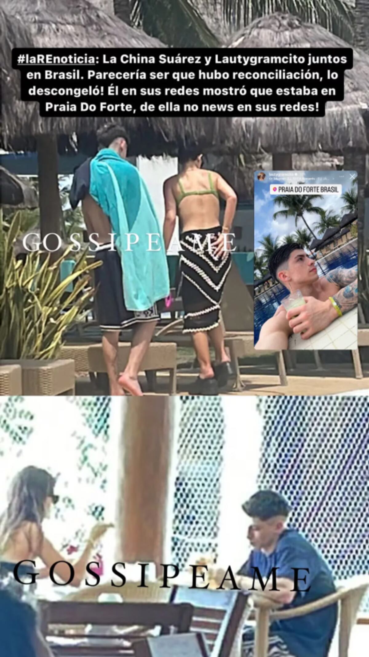 La China Suárez en Brasil con Lauty Gram. (Foto: @gossipeame)