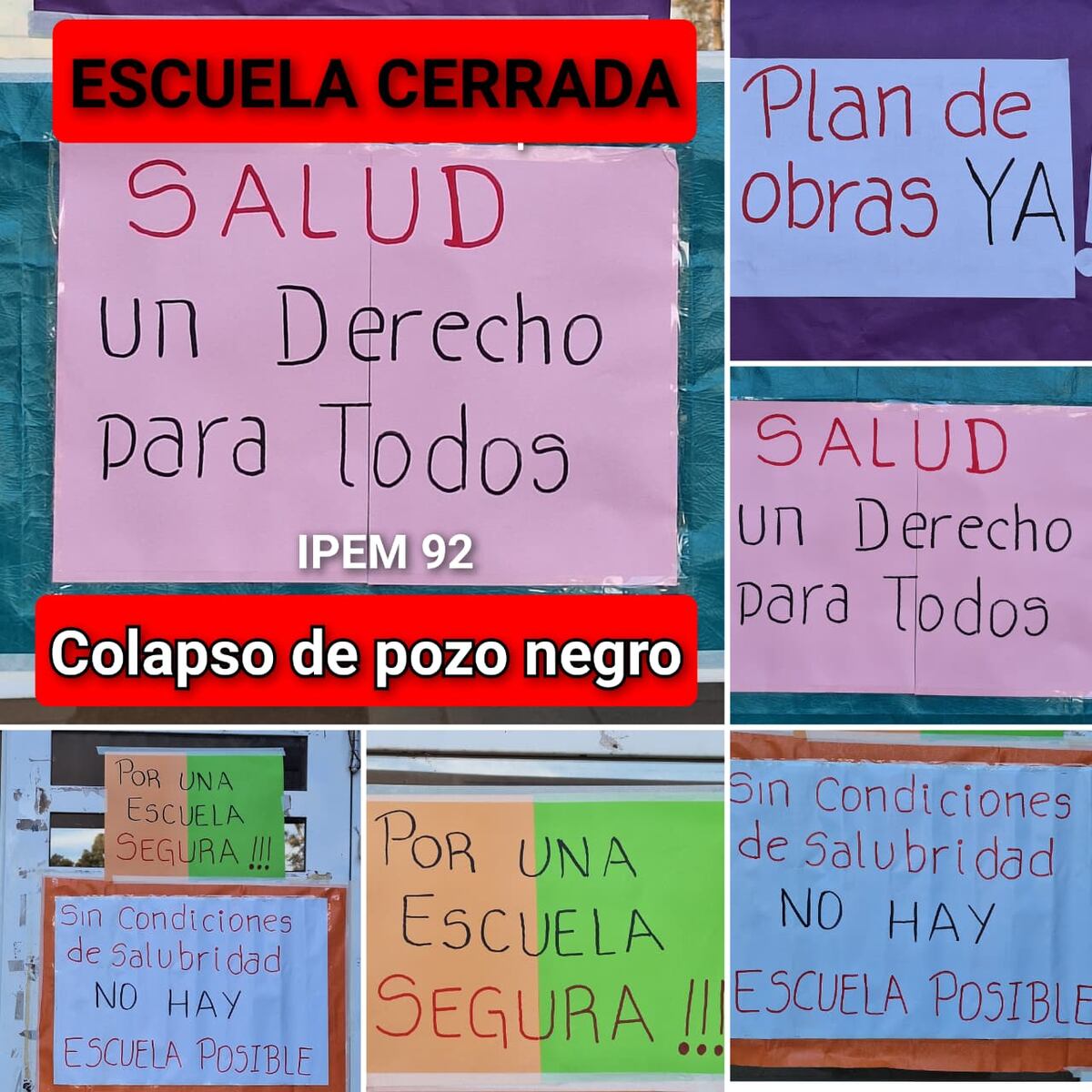 El IPEM 92 solicita soluciones urgentes para el colapso del pozo negro. (Gentileza)