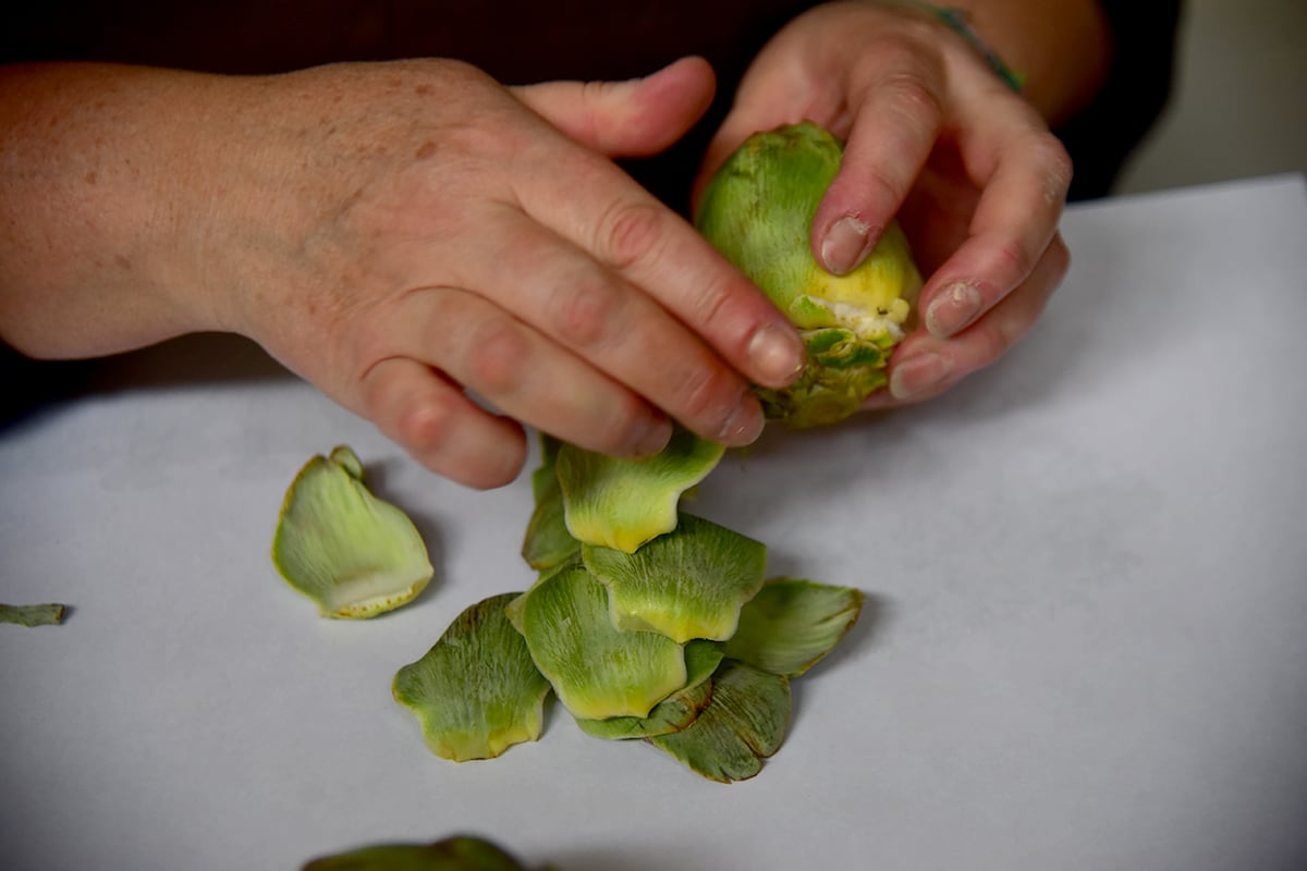 Gastro. San Honorato tiene un plato en su nueva carta, en base a alcauciles, con un trabajo muy artesanal de por medio. (Pedro Castillo / La Voz)