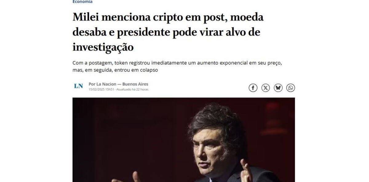 El diario O Globo, de Brasil, reflejó así el escándalo $Libra.