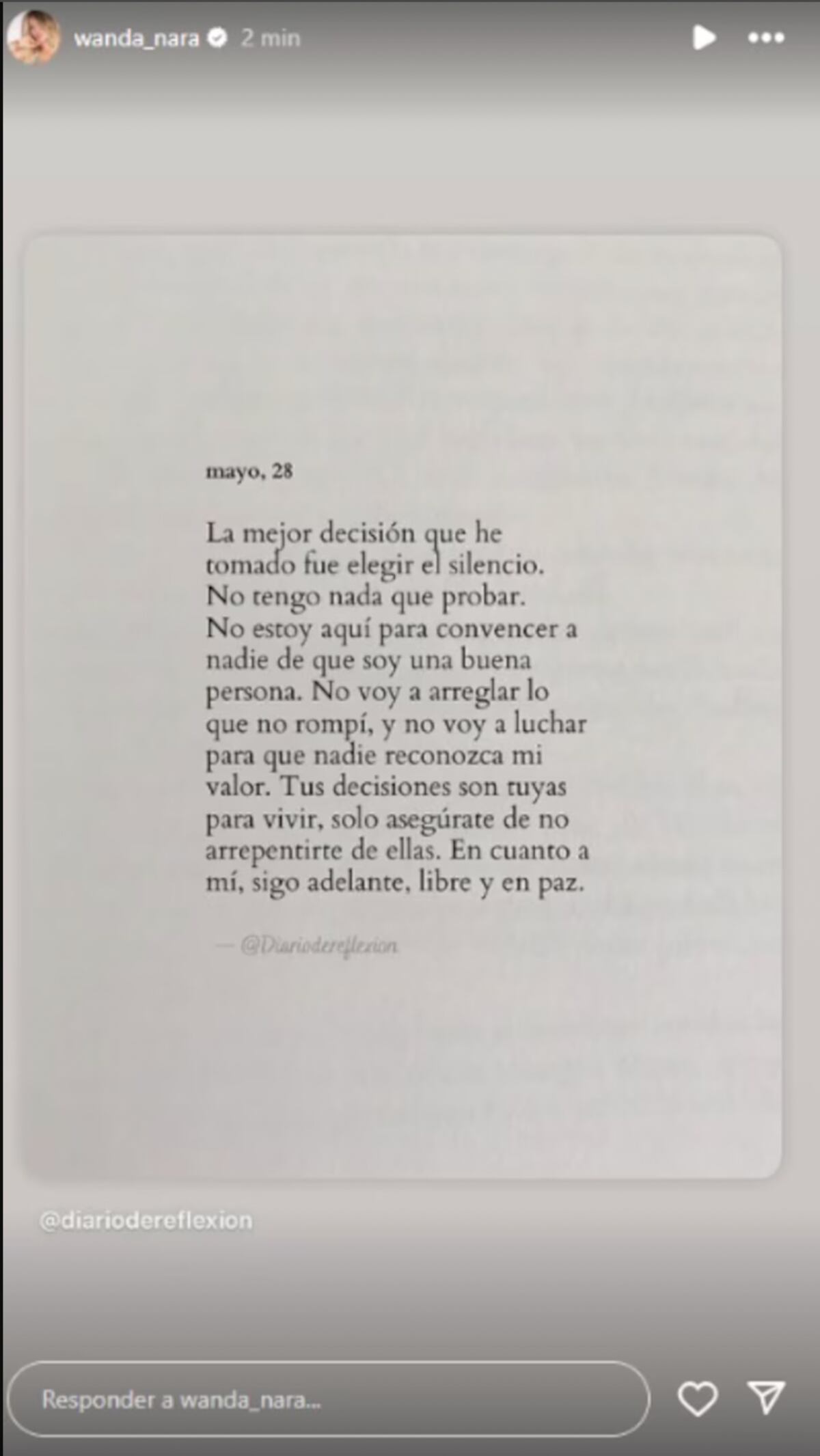 La reflexión que compartió Wanda Nara en vísperas de su divorcio de Mauro Icardi. (Foto: Captura de pantalla)