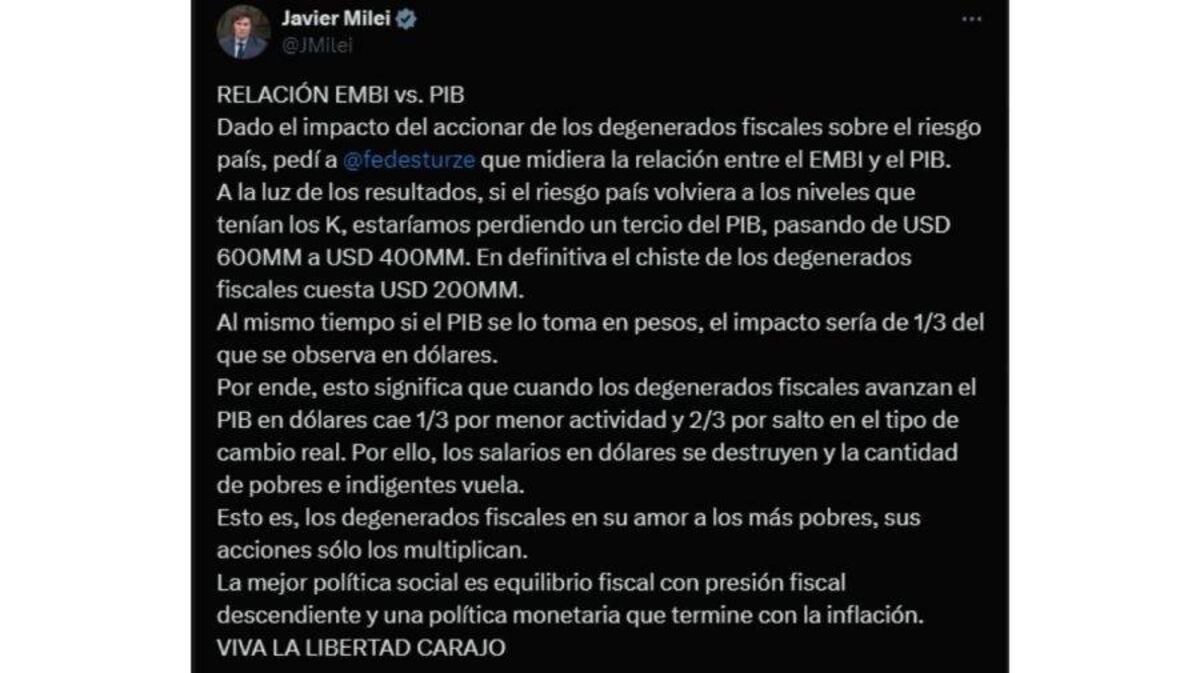 Después de las críticas del Papa, Javier Milei afirmó que la "mejor política social es el equilibrio fiscal". (captura de pantalla)