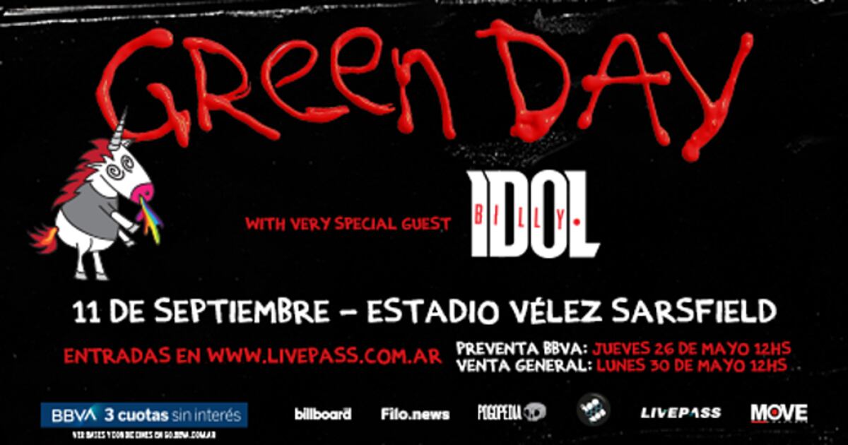 Green Day en Argentina. Entradas a la venta en breve. (Captura)