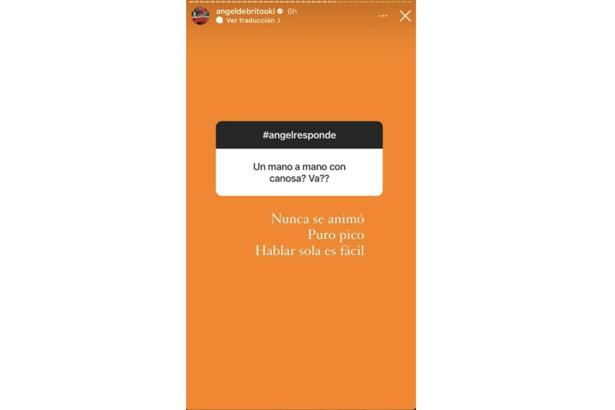 El "desafío" de De Brito para Canosa. (Instagram).