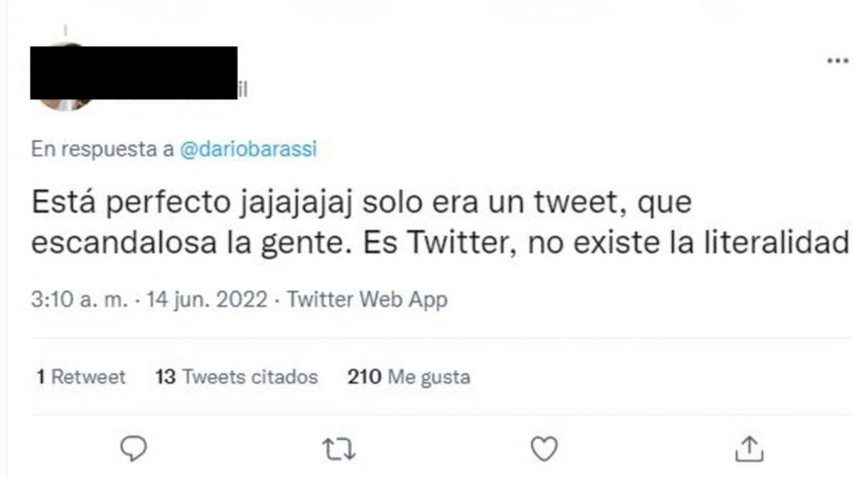 La respuesta de la joven a Barassi.