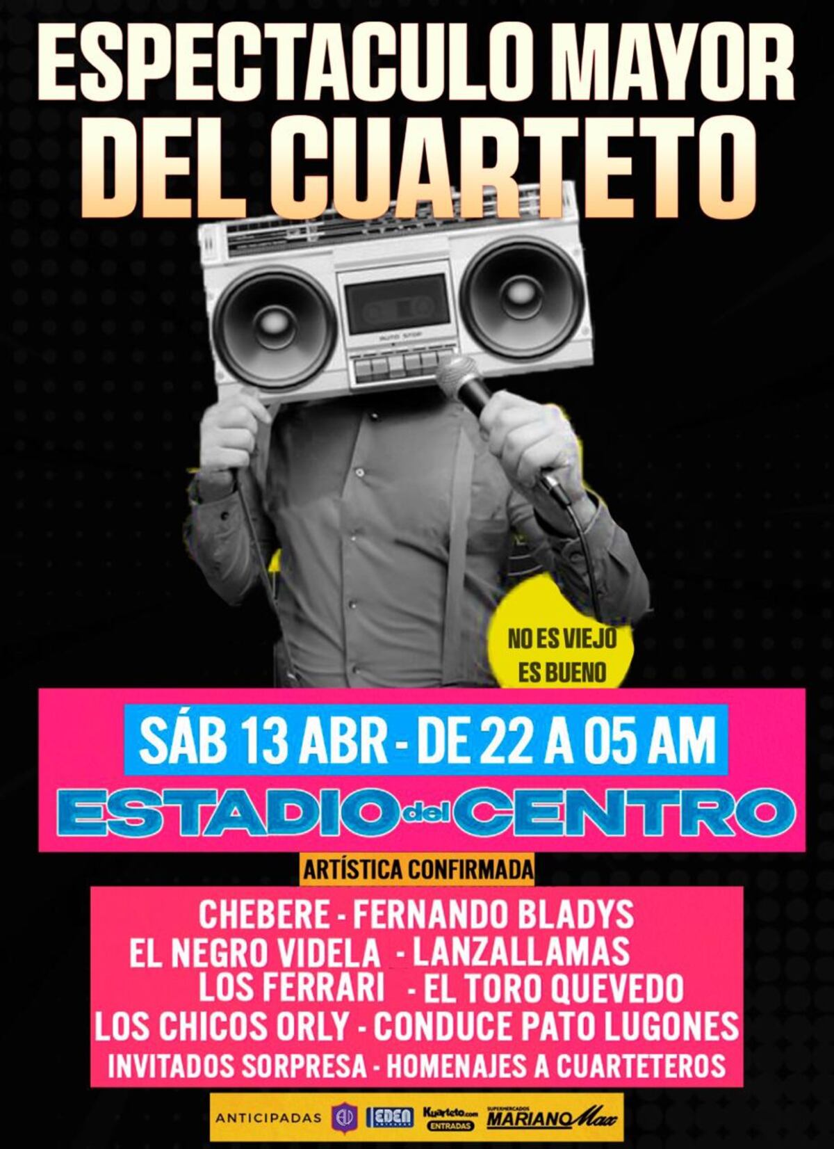Espectáculo Mayor del Cuarteto. El e flyer del encuentro. (Captura)
